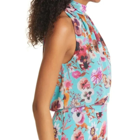FUZZI Floral Halter Neck Swing Top, Size XL - Picture 2 of 16